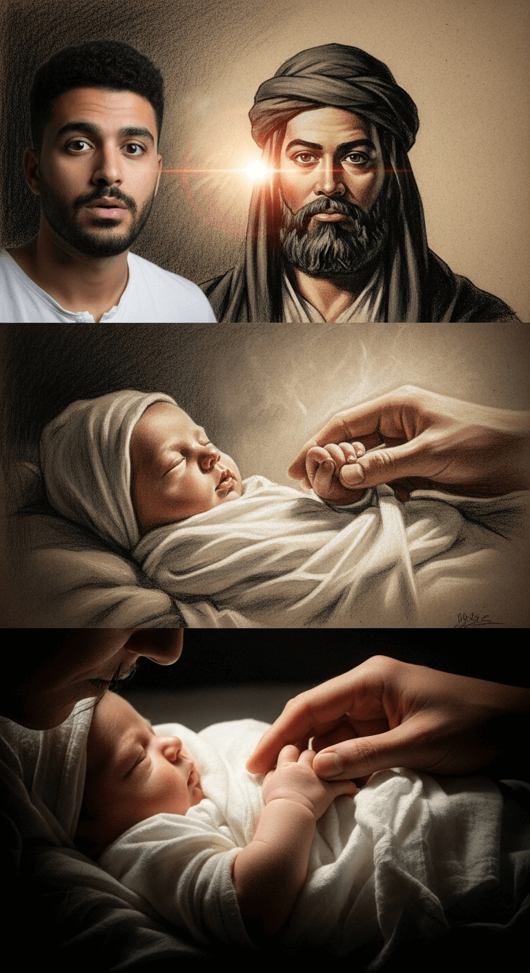 Abstract depiction of a mother's hand gently touching a newborn's hand, representing the pain of childbirth.